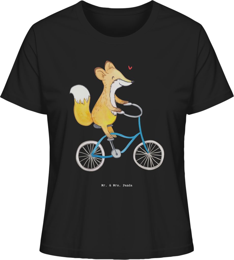 Mr. & Mrs. Panda Oberteil Damen Fuchs Fahrrad fahren Größe XL - Schwarz - Geschenk, Trekking, Radeln, Radsport, Mountainbiking, Sommershirt, Baum...