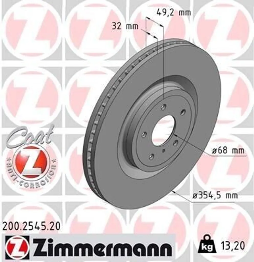 Disque de frein ventilé série Coat Z pour Nissan 370 Z châssis Z34