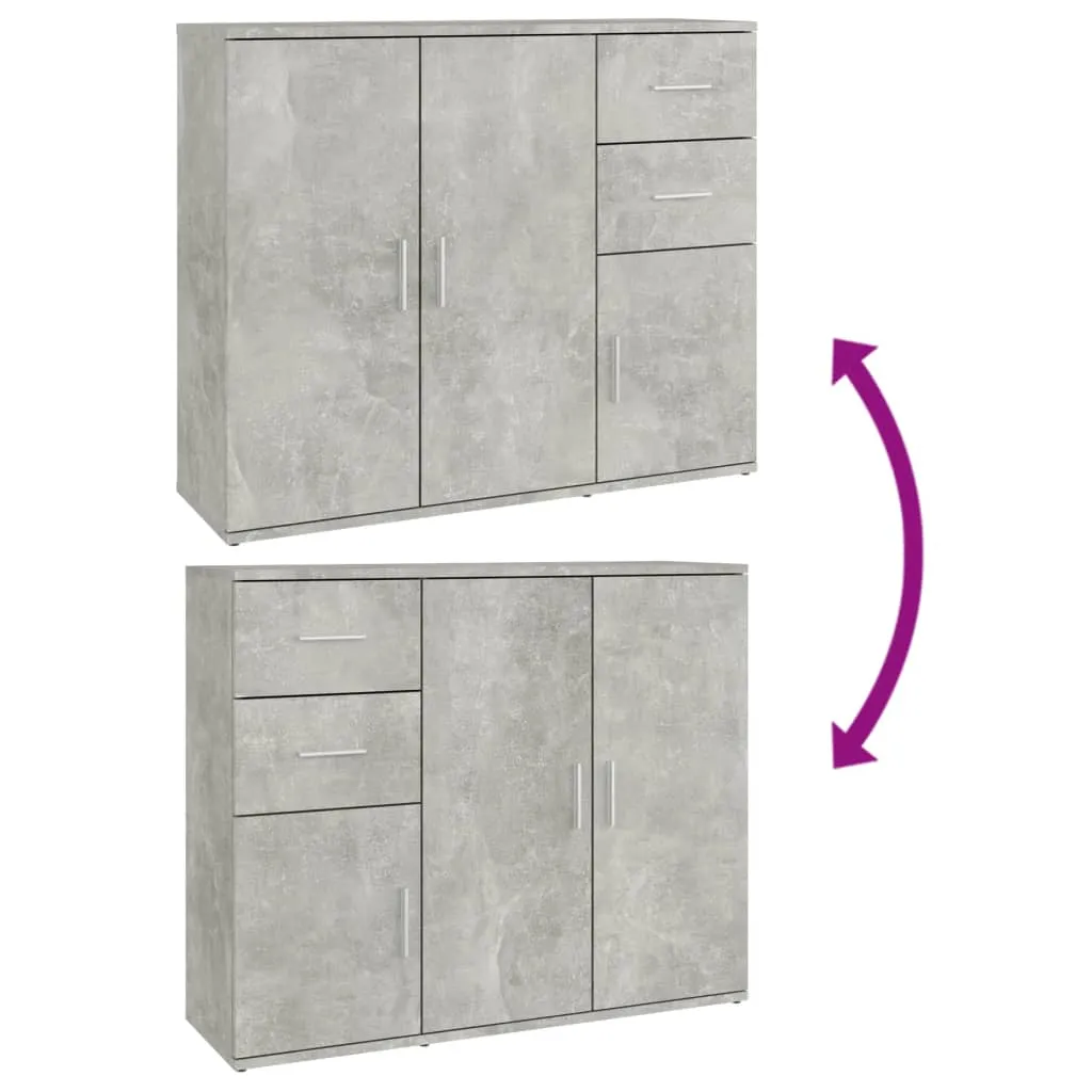 vidaXL Buffet Gris Béton 91x29,5x75 cm en Bois Composite Moderne - 10