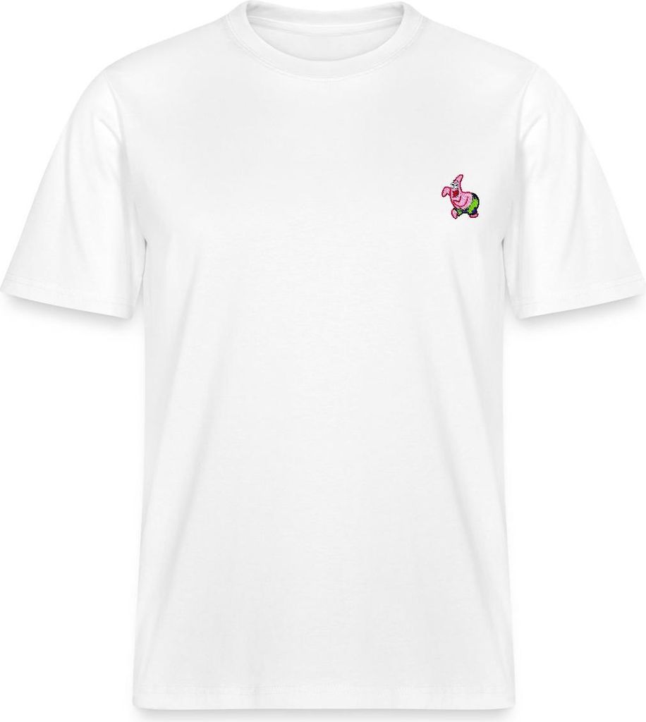 Spreadshirt SpongeBob Schwammkopf Patrick Star Stick-Motiv Relaxed Fit Uni T-Shirt, M, Weiß