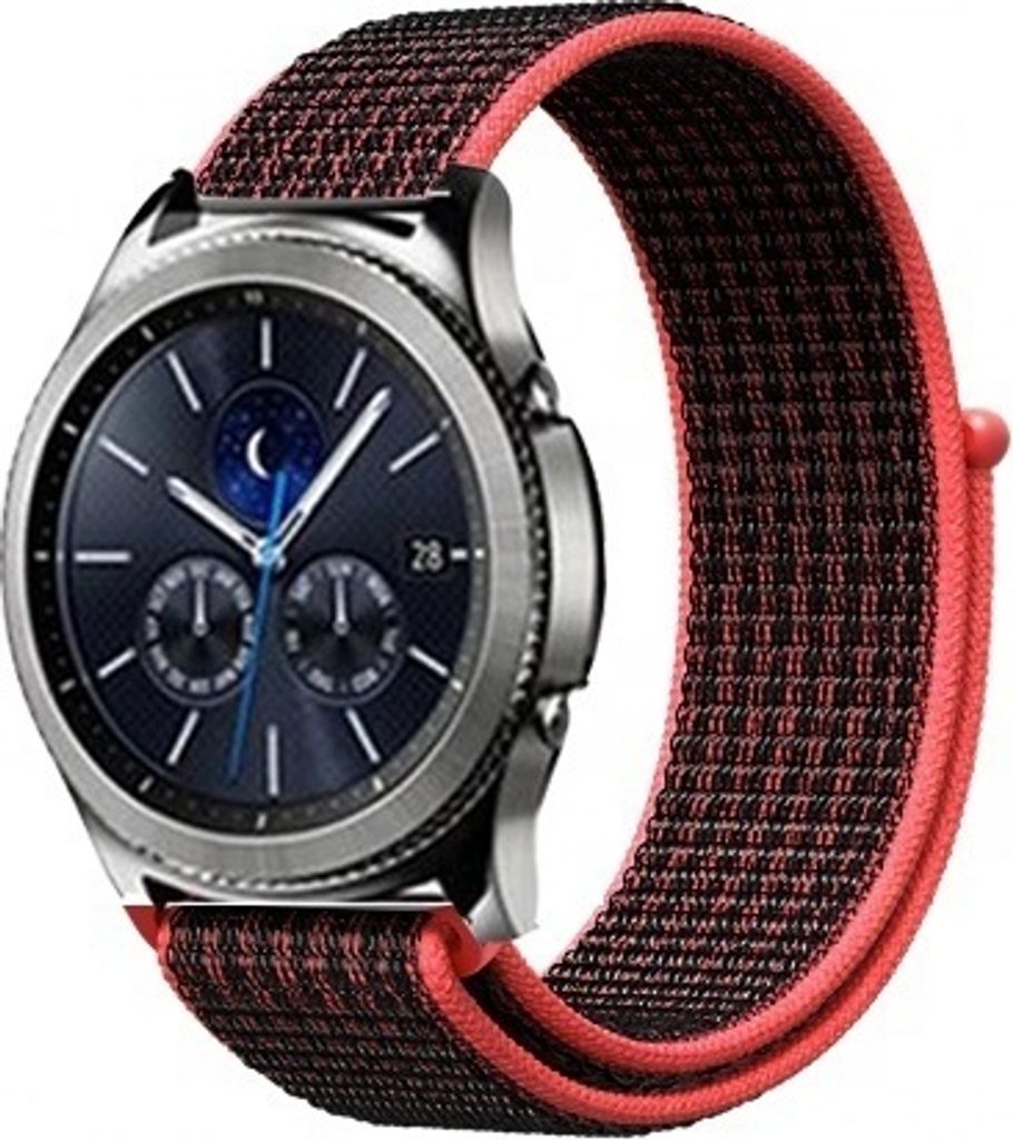 Strap-it Samsung Gear S3 Classic / Frontier Armband Nylon (Schwarz / Rot)