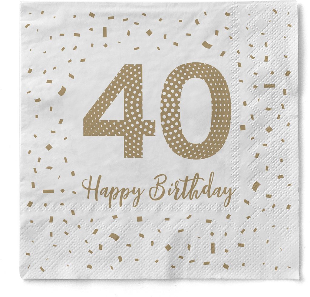 Sovie HORECA Serviette "Happy Birthday - 40" aus Tissue 33 x 33 cm, 100 Stück
