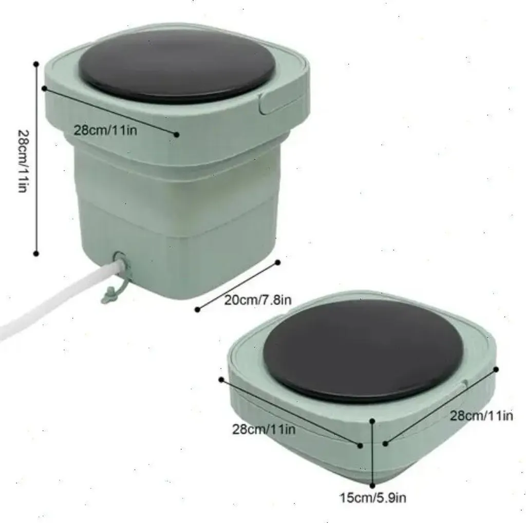 Machine à laver portable pliable 6L - Mini lave-linge bébé vert et compact - 3