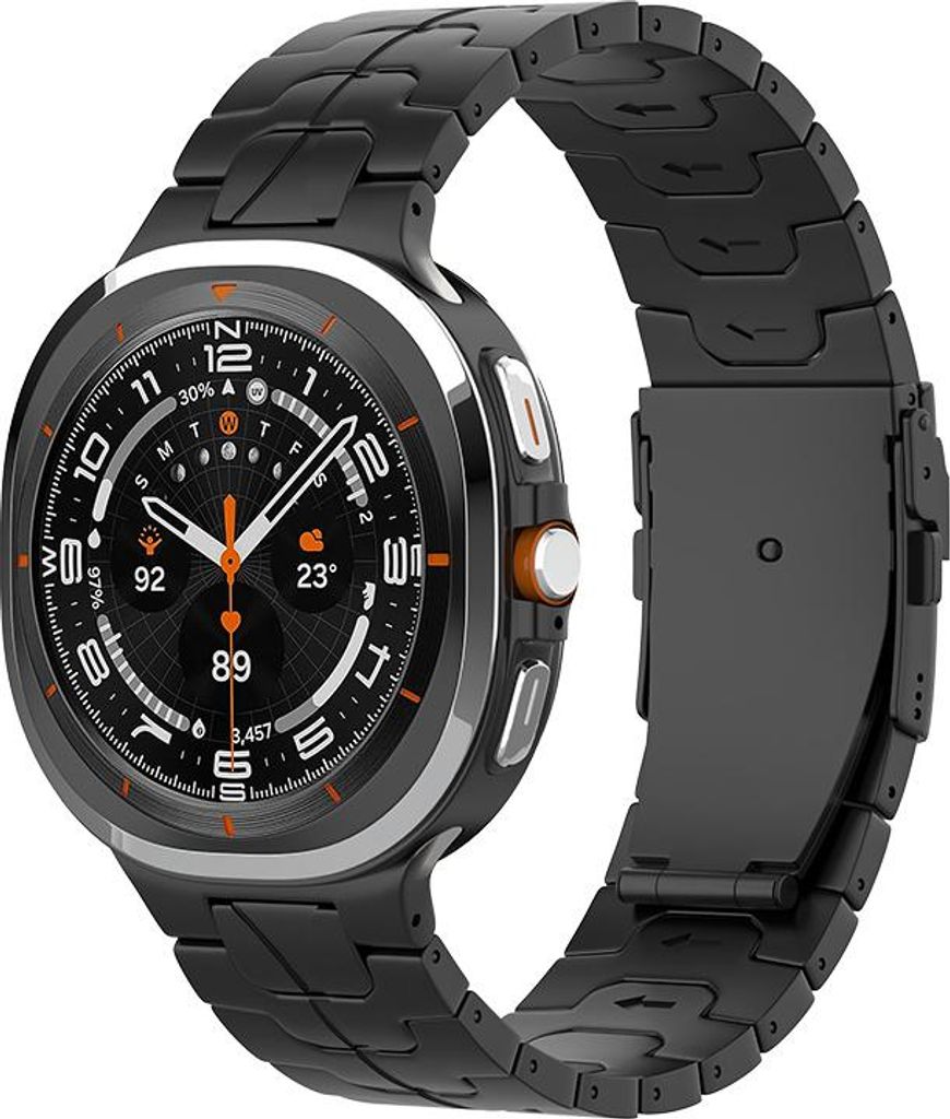 Strap-it Titan-Gliederarmband Iron - passend für Samsung Galaxy Watch Ultra / Ultra 2025 (schwarz)