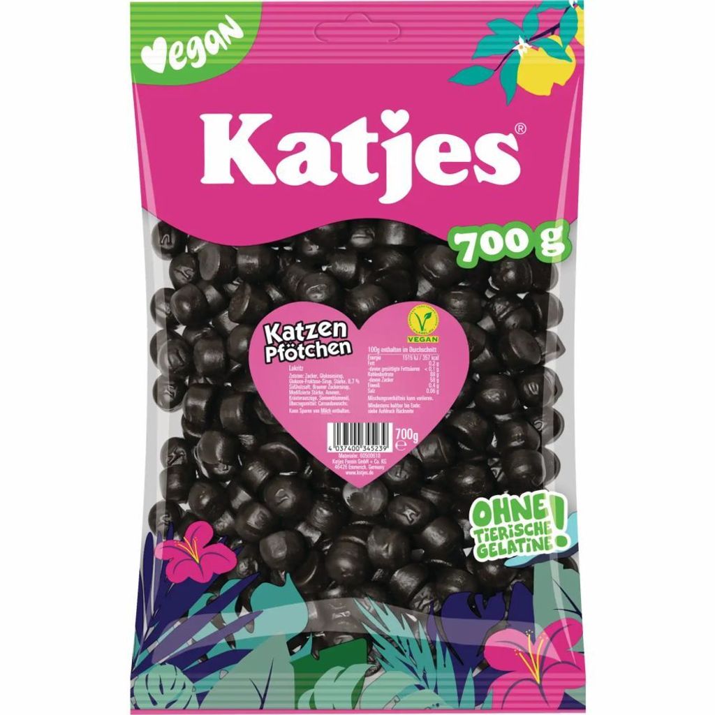 Katjes Katzen Pfötchen 700g- vegan ohne tierische Gelantine