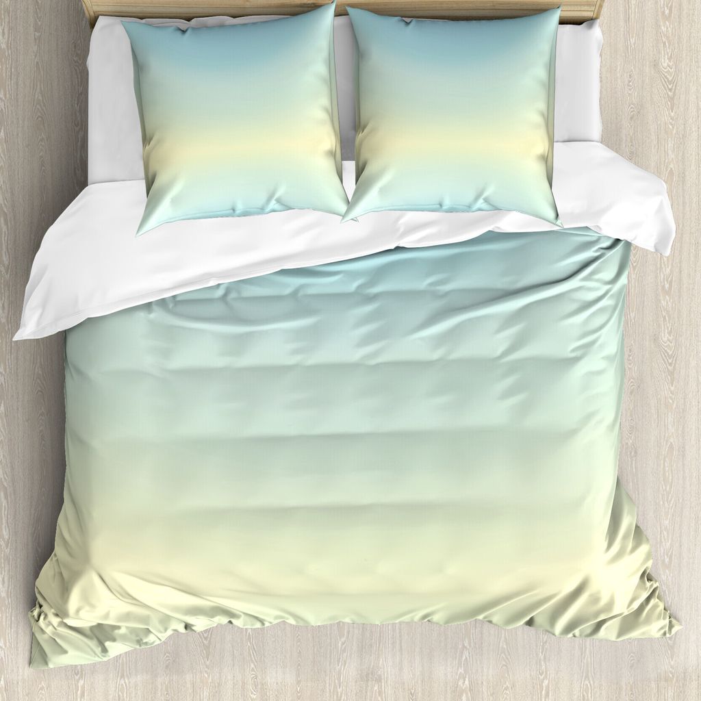 ABAKUHAUS Teal Bettbezug, Abstrakte Moderne Ombre, Milbensicher Allergiker geeignet mit Kissenbezügen, 155 cm x 220 cm - 80 x 80 cm, Baby blau