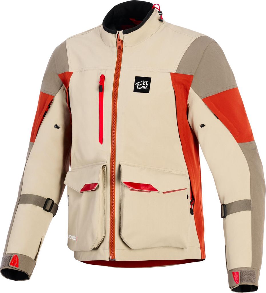 Alpinestars Maxdura Drystar XF wasserdichte Motorrad Textiljacke, rot/beige/braun, M