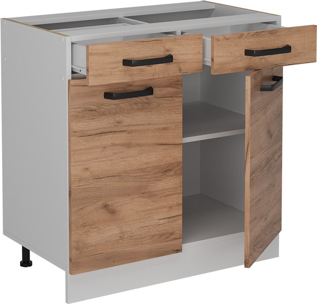 Küchenunterschrank Vicco R-Line Goldkraft Eiche 80 cm ohne Arbeitsplatte, Model 52293