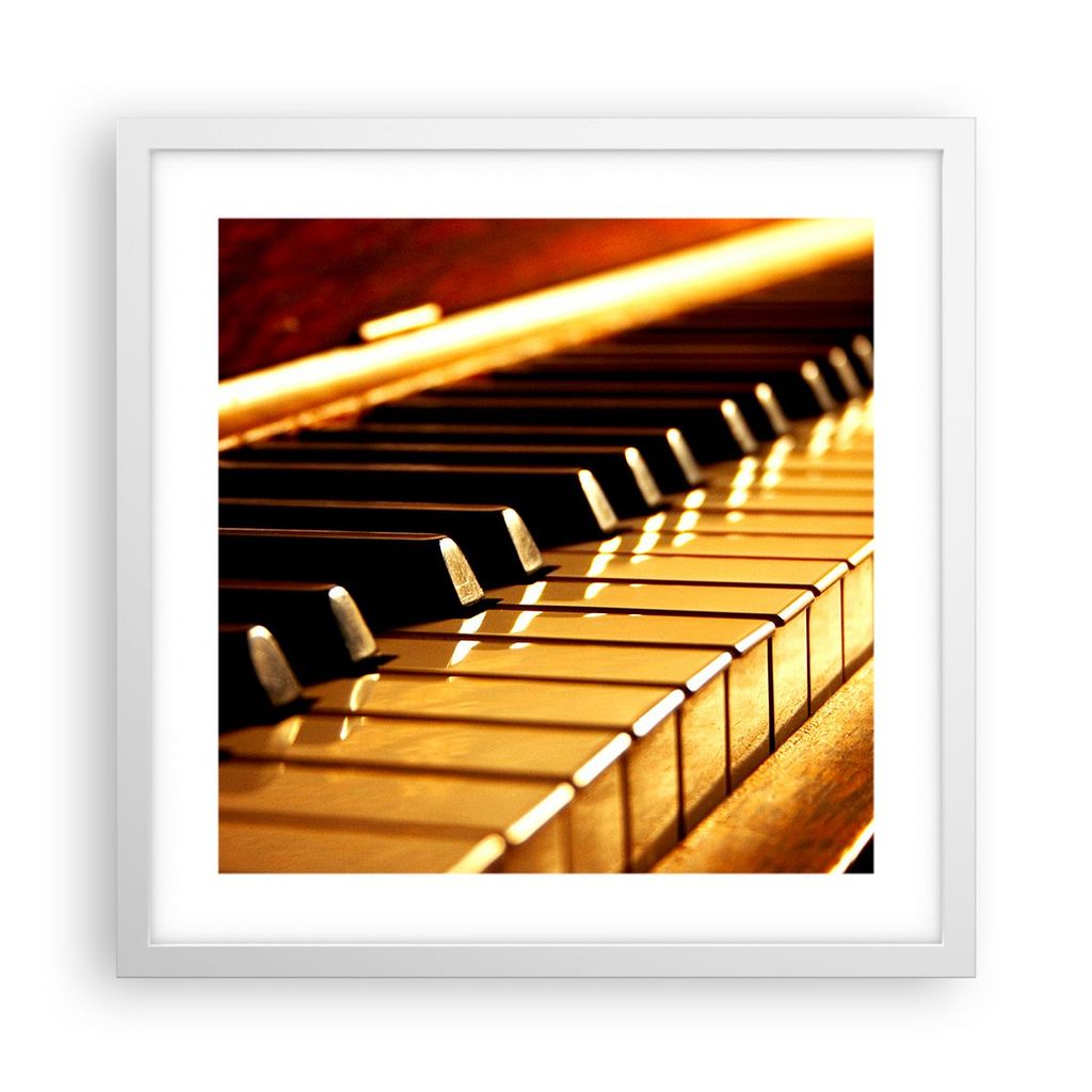Gerahmtes Poster - Weißer Rahmen - Klavier Musik Konzert - 40x40 cm - Wand Bild - Wanddeko - Wandbilder - Kunstposter - Wandposter - Bilderrahmen ...