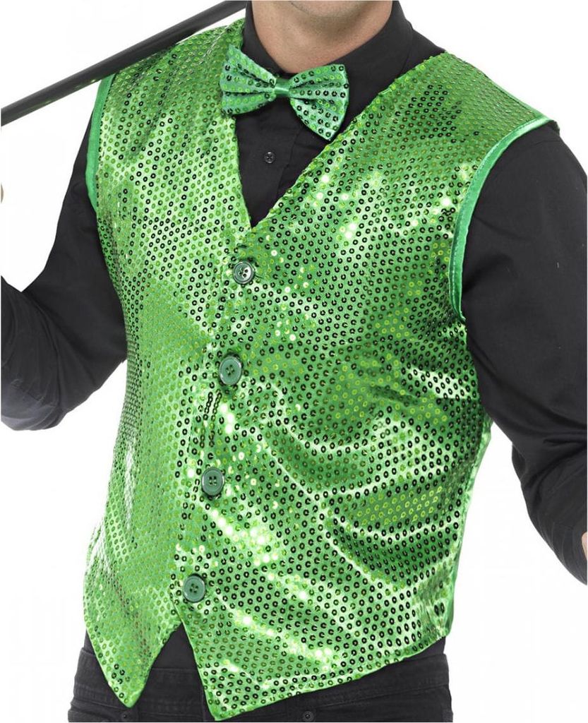 Faschingsweste mit grünen Pailletten | S-XL Größe: S