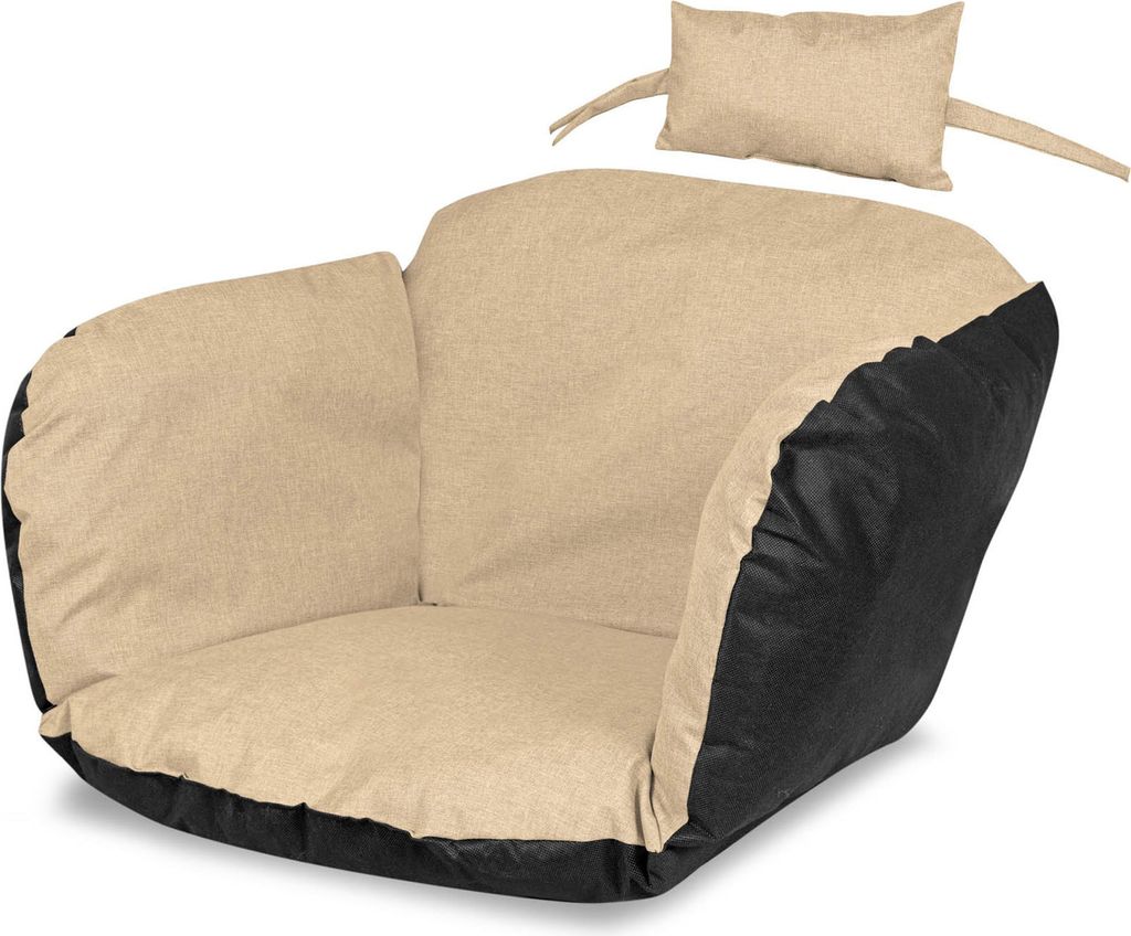 Gartenkissen Für Hängesessel 112X113 Storchennest Wasserdicht Dekorativer Sessel Hängekorb, Schaukel Korb + Kopfstütze Beige