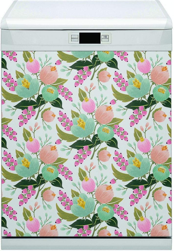Magnete Dekorative Magnet Folie für Geschirrspüler 60x80 cm Küche - Bemalten Blumen