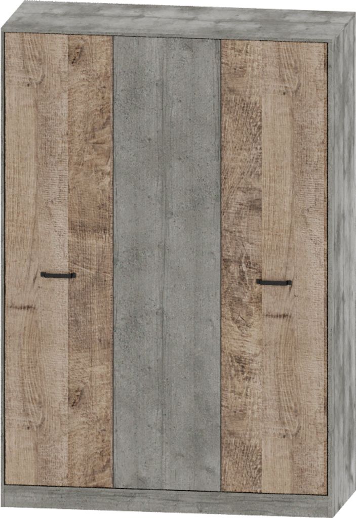nabbi Dreitürig Kleiderschrank Bova W-3D - Sandeiche / Woodcon
