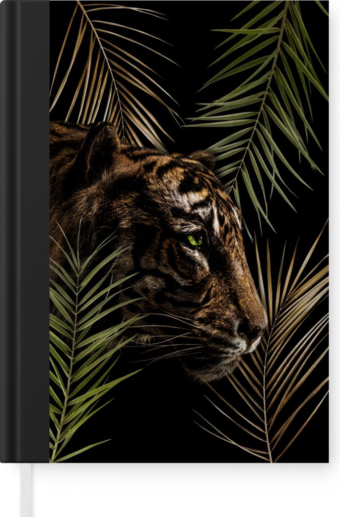 MuchoWow Notizbuch Tagebuch Haushaltsbuch Notebook A5 Tiger - Pflanzen - Palme - Notizblock - Notizheft - Notebook - Schreibblock - Papier