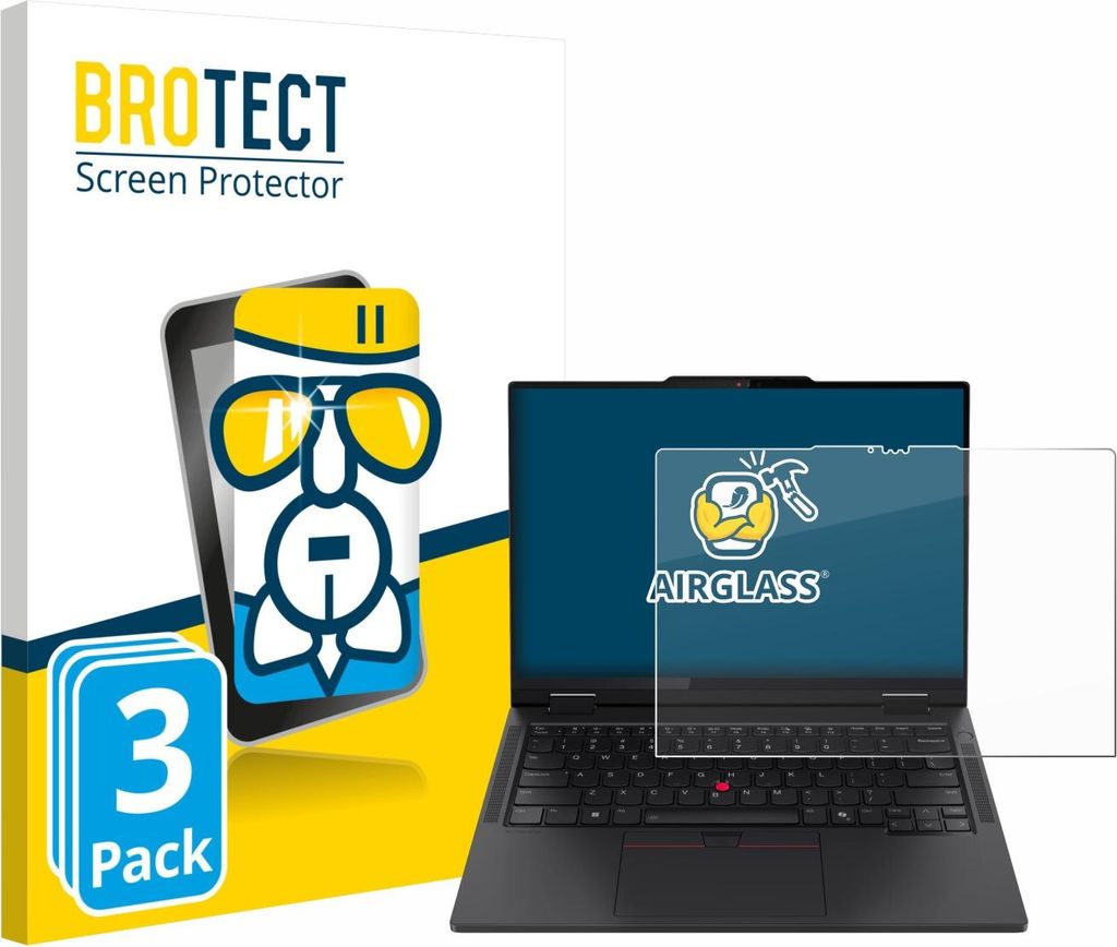 3x BROTECT Schutzglas für Lenovo ThinkPad T14s 2-in-1 Gen 1 Schutzfolie Panzer Folie Glas Display Schutz klar