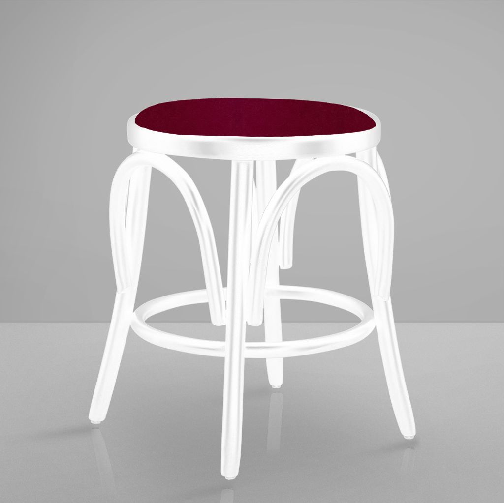 2er-Set LOUIS | Bugholz Hocker | Weiß | Leder Bordeaux | Hocker, Kneipenhocker