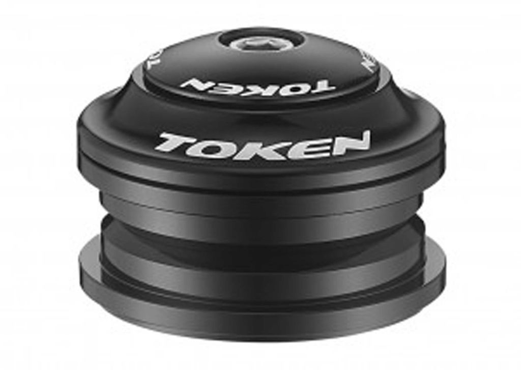 A black bicycle headset component, branded TOKEN.