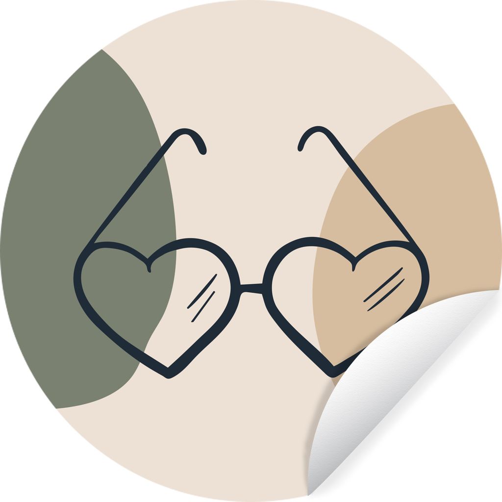 MuchoWow Runde Wandtattoo - Wandsticker Tapete Aufkleber Sonnenbrille - Herz - Pastell Ø 100 cm Selbstklebend und Repositionierbar - Wandaufkleb...