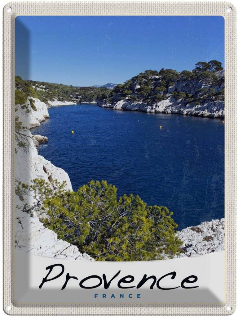 vianmo Blechschild 40x30 cm Provence Frankreich Meer Gebirge Bildmotiv Reisemotiv Abenteuer Reisen Europa Urlaub