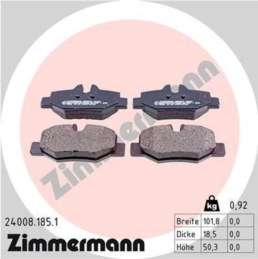 Zimmermann 24008.185.1 Jeu de Plaquettes de Frein pour Vito et Viano