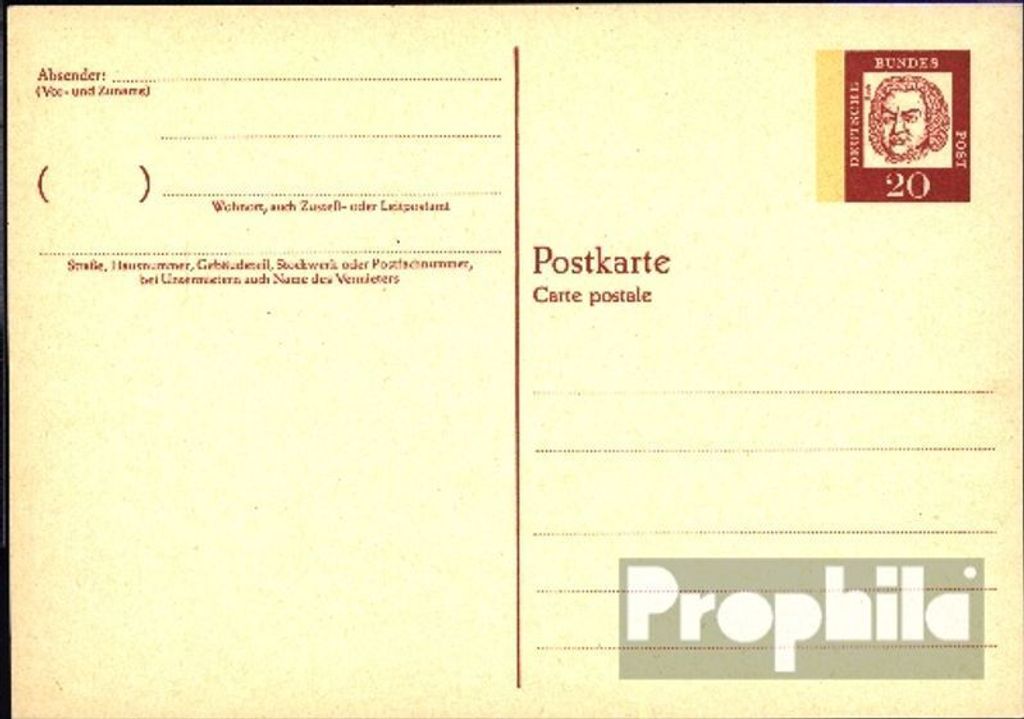 Belege Ganzsachen BRD (BR.Deutschland) 1962 P68 Amtliche Postkarte un Bed. Deutsche