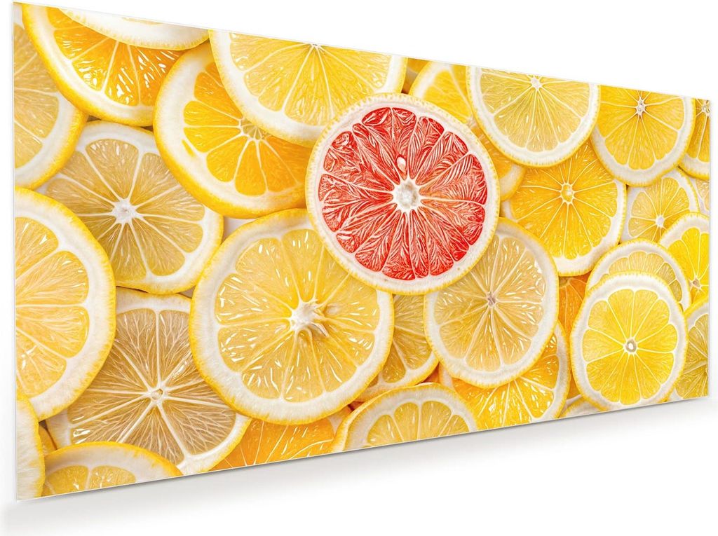 Glasbild 100x50cm in XXL für Wohnzimmer, Schlafzimmer Motiv Zitrusfrüchte