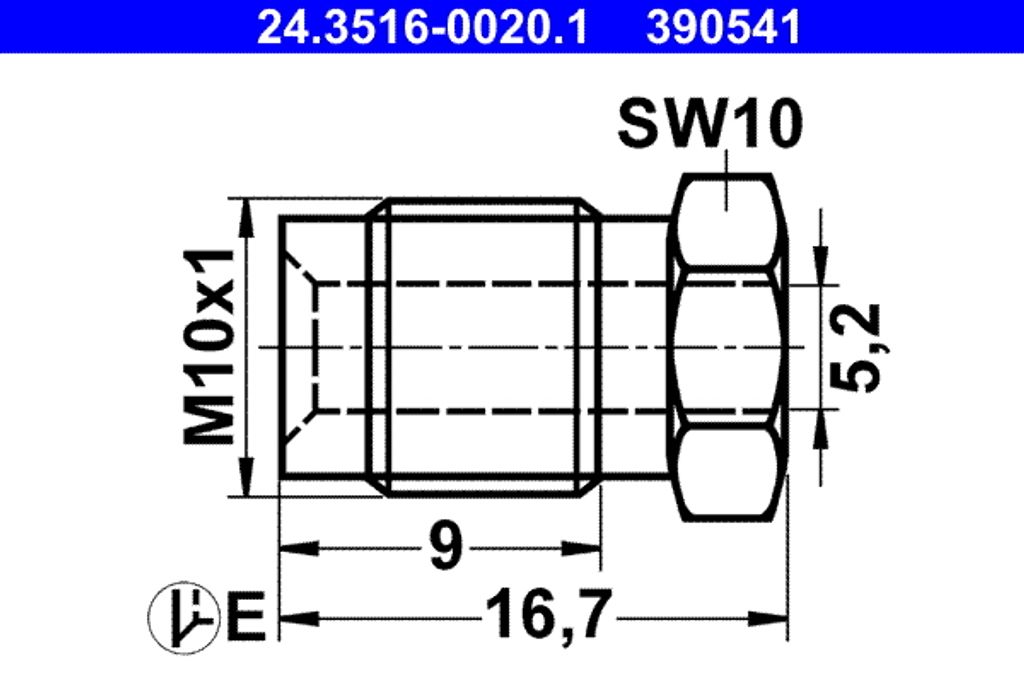 ATE Überwurfschrauben / -muttern Für Bremsen, Schraube, M10 x 1, SW 10