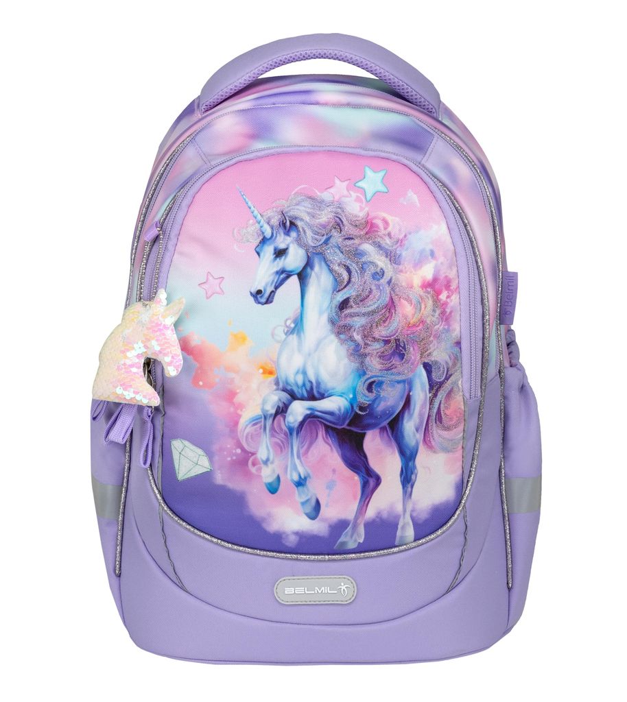Belmil Schulrucksack "Bright Rainbow Unicorn" mit Brustgurt
