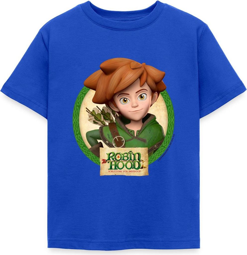 Spreadshirt Robin Hood Schlitzohr Von Sherwood Porträt Kinder T-Shirt, 98/104 (3-4 Jahre), Royalblau