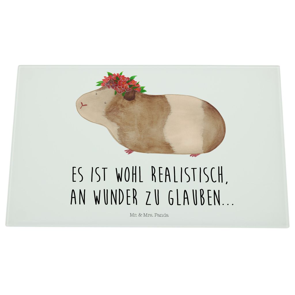 Mr. & Mrs. Panda Küchenschneidebrett Meerschweinchen Weisheit - Weiß - Geschenk, Lustige Sprüche, Hackbrett, Schneidebrett Aus Glas, Schneidplat...