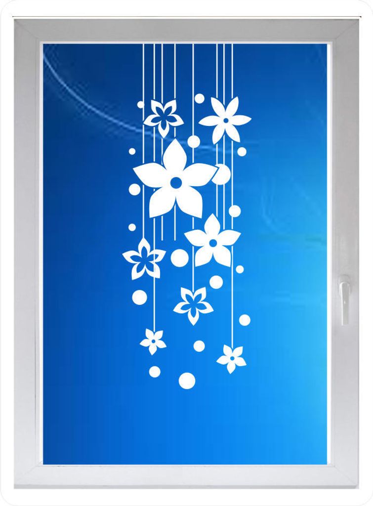 INDIGOS UG - Wohnzimmer Blumen Punkte Ornament - Farbe: weiss - 60x23 cm - Sichtschutzfolie - Fensterfolie - Glasdekorfolie - für die Küche, Wohn...