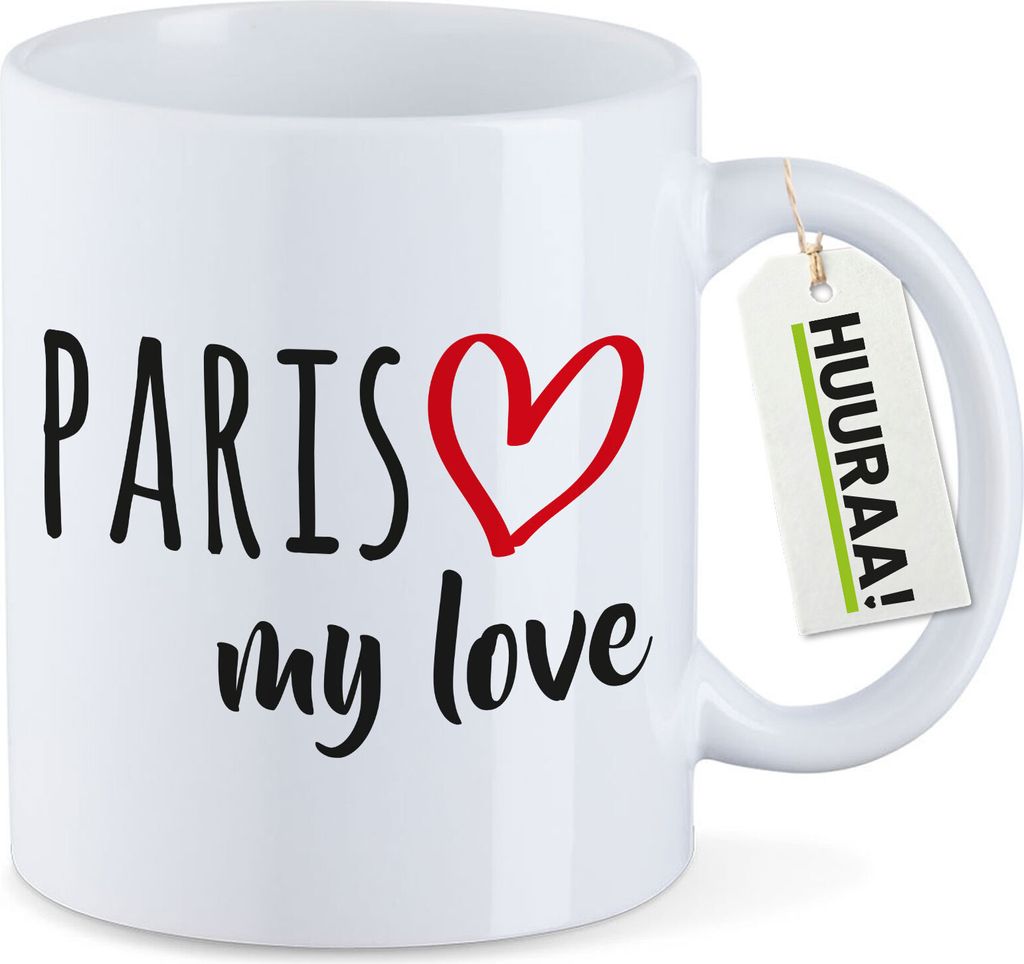 Huuraa Kaffeetasse Paris my love 330ml Weiß Keramik Kaffeebecher Geschenkidee