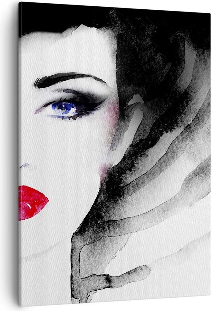 Bild auf Leinwand - Leinwandbild - Einteilig - Frau Gesicht - 50x70cm - Wand Bild - Wanddeko - Wandbilder - Leinwanddruck - Kunstdruck - Wanddekora...