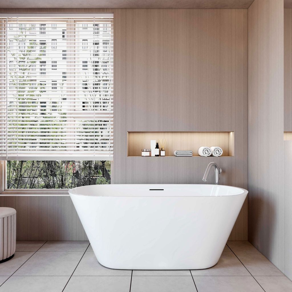 AICA freistehende Badewanne 150x70cm Oval Acrylwannen Produktbild 