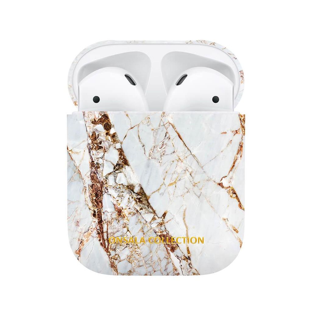 ONSALA COLLECTION Airpods-Hülle der 1. und 2. Generation aus weißem Nashornmarmor
