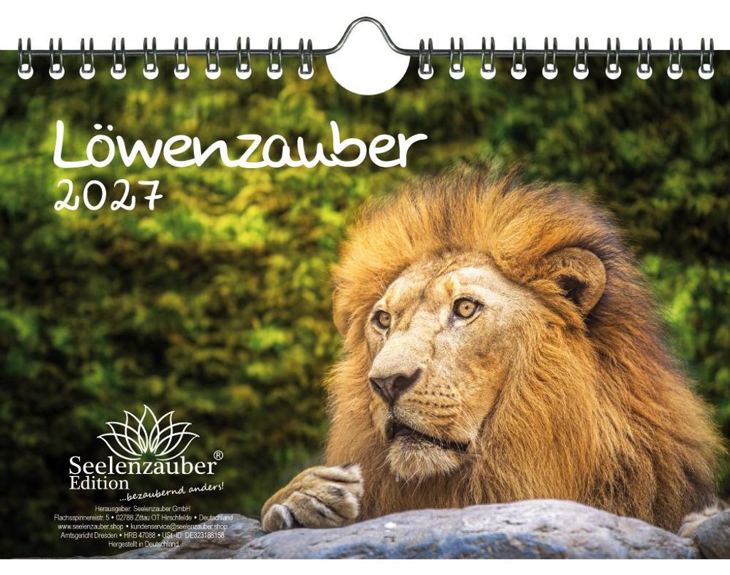 Löwenzauber DIN A5 Kalender für 2027 Löwen und Löwenbabys - Seelenzauber