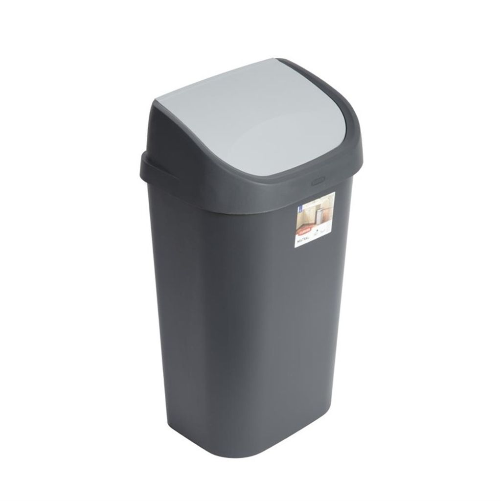 Curver Abfalleimer mit Schwingdeckel schwarz 50L Produktbild 
