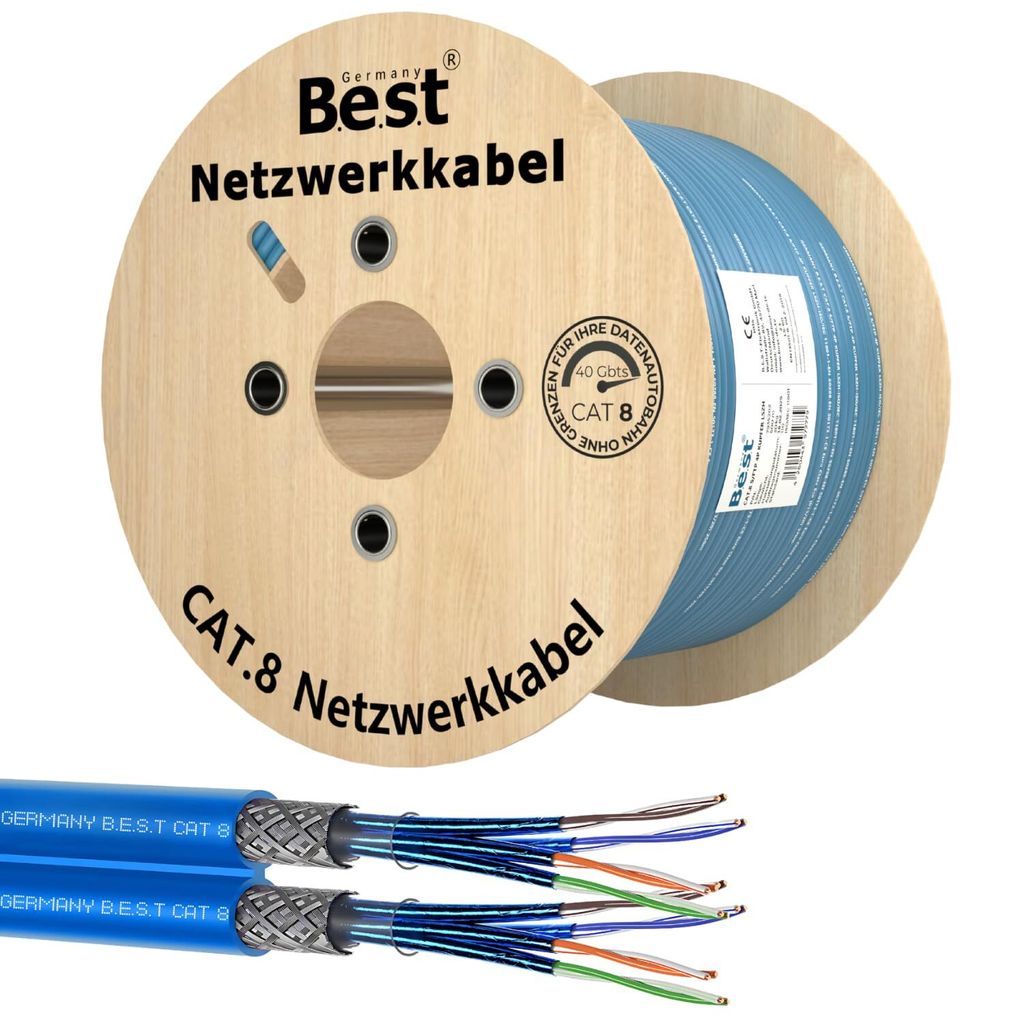 250m CAT 8 Duplex Netzwerkkabel Verlegekabel 40 Gbit/s Produktbild 