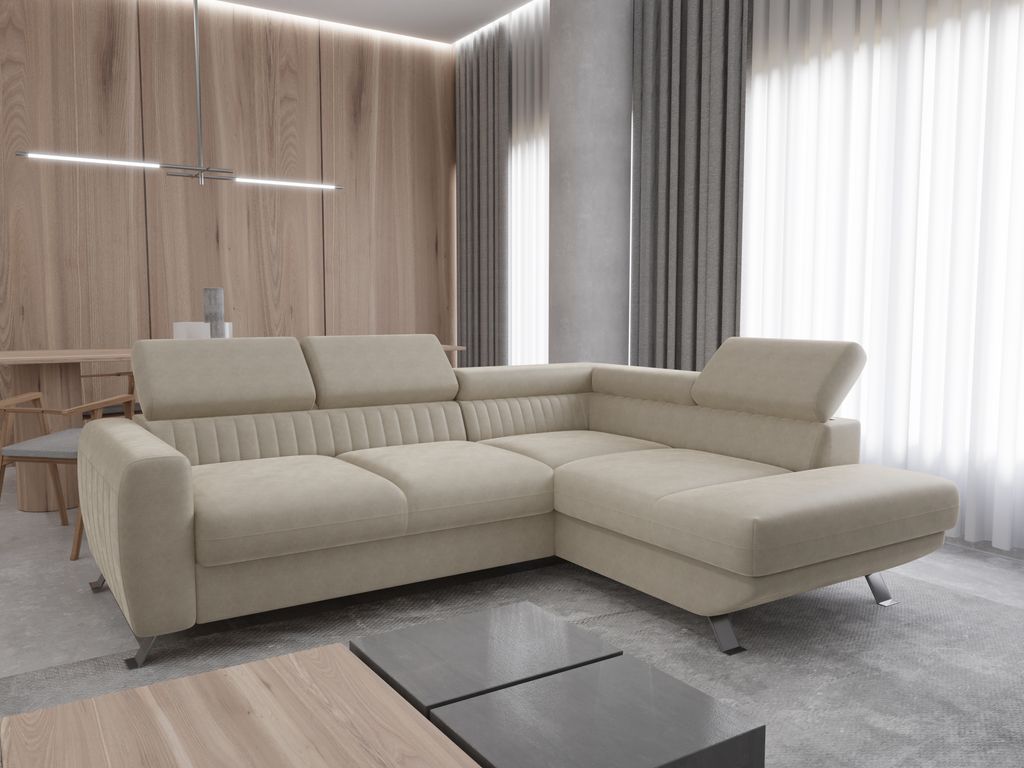 LetSit Ecksofa Ferrara L Cloud Rechts Freistehendes Loungesofa Bequemes Ecksofa mit Schlaffunktion Schmutzabweisend Für Wohnzimmer Schlafzimmer Beige