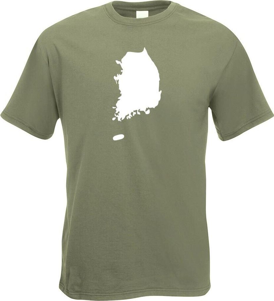 Kiwistar - T-Shirt - Olive - Korea, Süd Umriss Kontur Herren Funshirt Bedruckt Design Sprüche Spruch Motive - mit Motiv Bedruckt - Funshirt Desig...