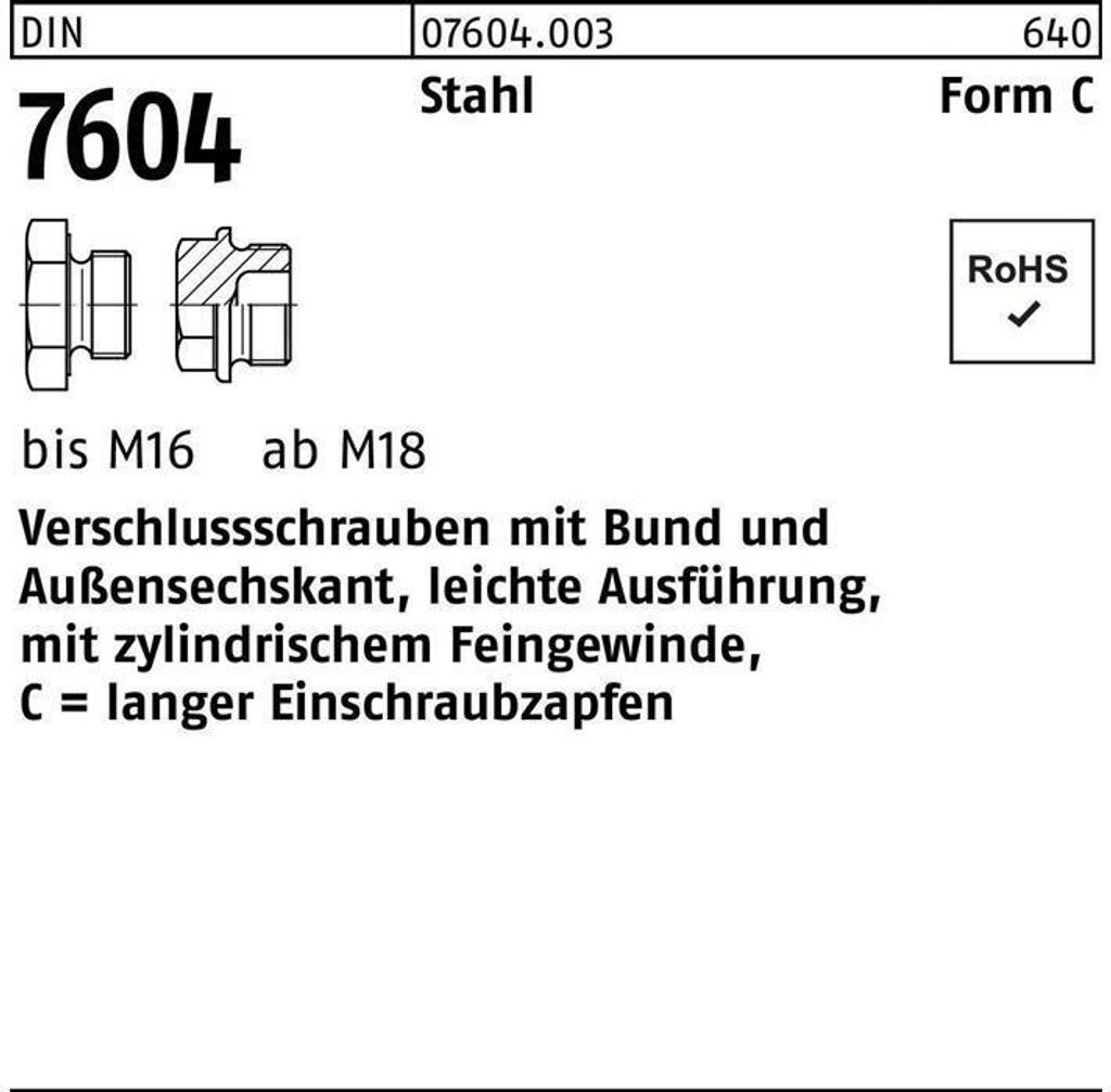 Reyher Verschlußschrauben DIN 7604 Stahl C M 22 x 1,5 (25 Stück)
