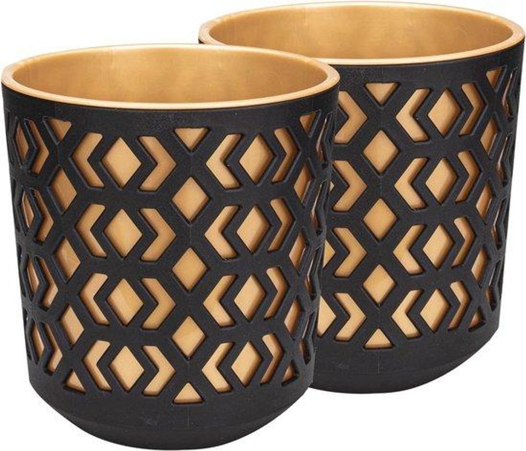 Matte kunststof bloempotten set van 2 voor moderne interieur, ronde, duurzame plantenpotten