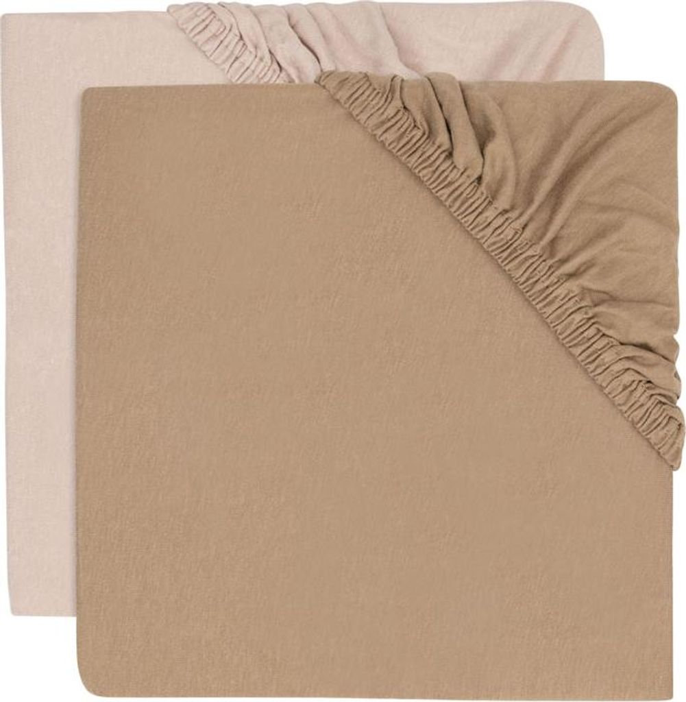 Jollein Spannbettlaken Jersey - 2 Stück - 40/50 x 80/90 cm - Wild Rose/Biscuit | Spannbettlaken & Molton