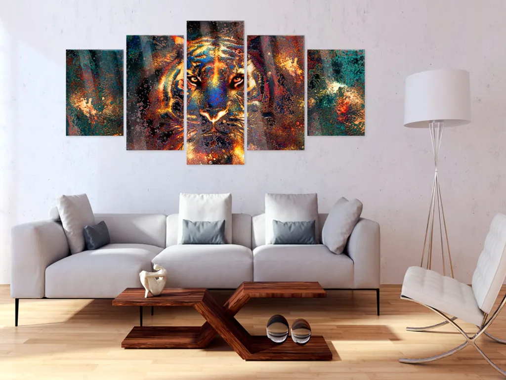 Tableau mural Tigre Abstrait en verre acrylique pour bureau et séjour