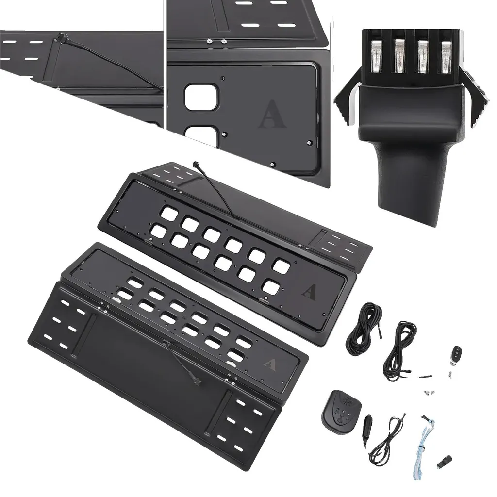 Cadre de Plaque Motorisé avec Télécommande 50m - Système Rotatif 12V