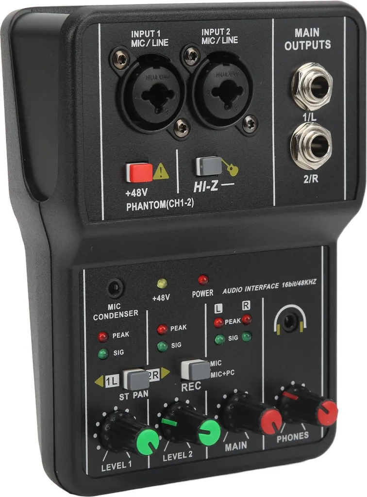 Mélangeur audio 48V USB portable pour micro studio et karaoké Web