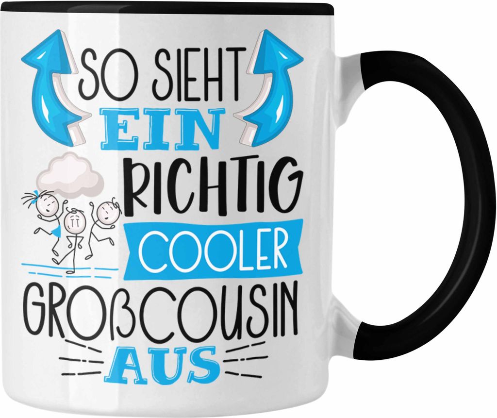Trendation - Großcousin Tasse Geschenk So Sieht Ein RIchtig Cooler Großcousin Aus Geschenkidee Lustiger Spruch Geburtstag Becher Kaffeetasse (Sch...