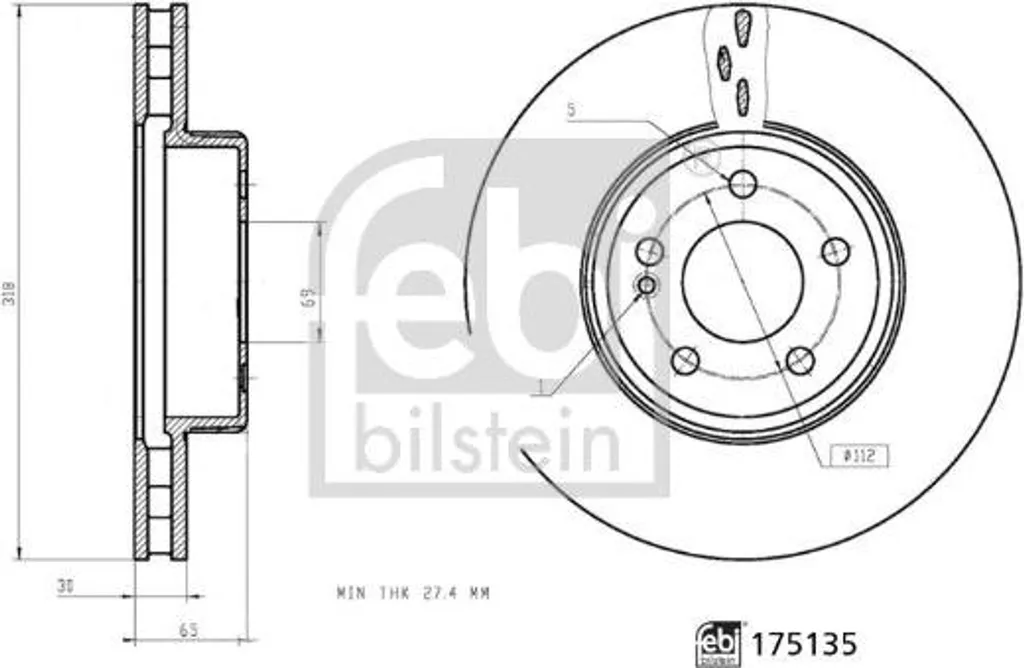Disque de frein pour entretien Classe C FEBI BILSTEIN OE 175135