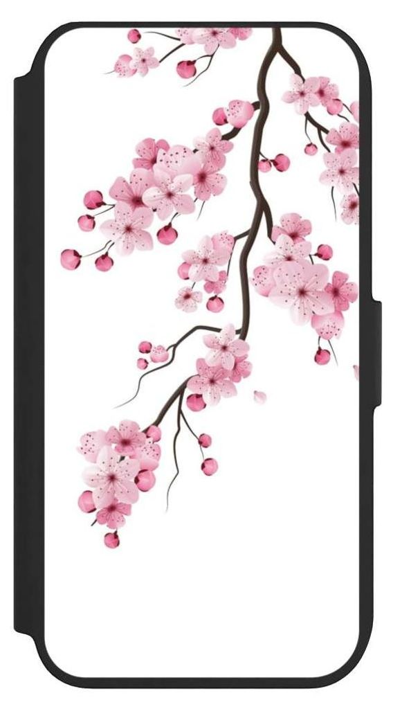 NIVOCASE Klapphülle für Apple iPhone 7 Handyhülle aus Kunst Leder NIVOflip schwarz Asien Japan Kirschblüten