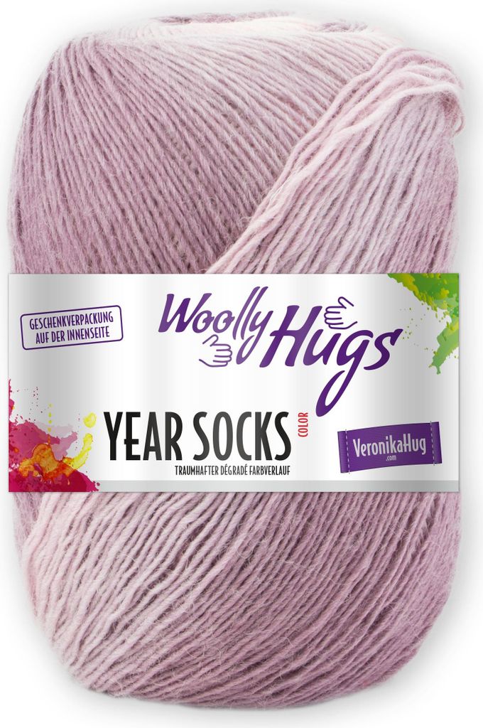 Woolly Hugs Year Socks 100g Sockenwolle/Dochtgarn mit Degradé-Farbverlauf, Perfekt für Double-Face Stricken, Strickgarn für Socken, Schals & Acc...